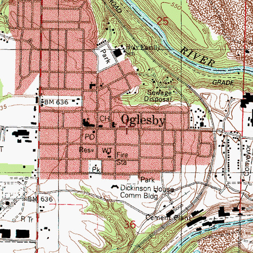 Topographic Map of Oglesby, IL