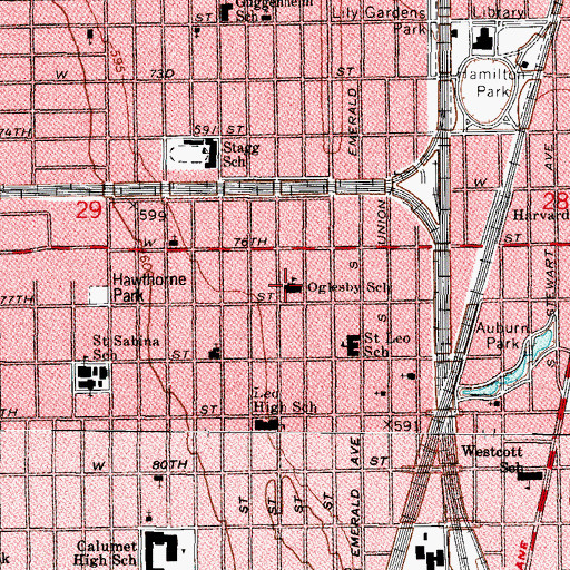 Topographic Map of Oglesby School, IL