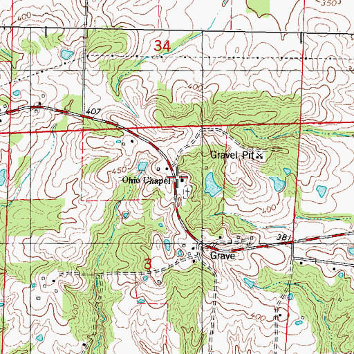 Topographic Map of Ohio Chapel, IL