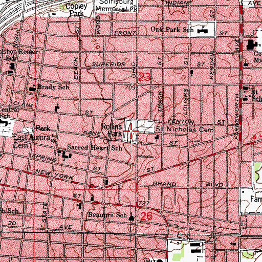 Topographic Map of Rollins Park, IL