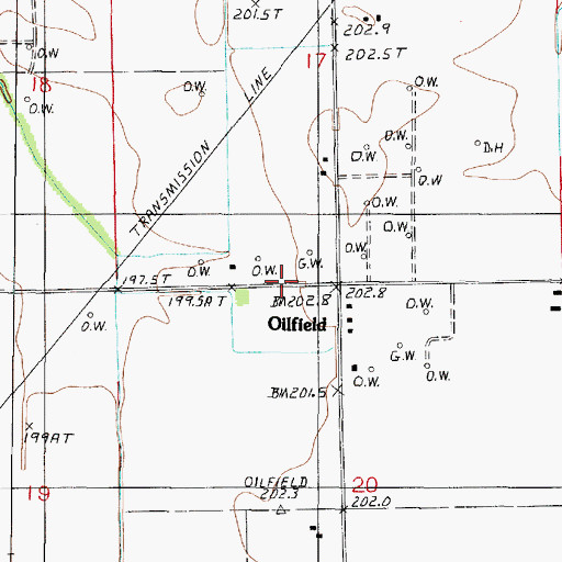 Topographic Map of Oilfield, IL