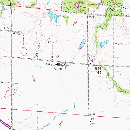Topographic Map of Okawville Cemetery, IL