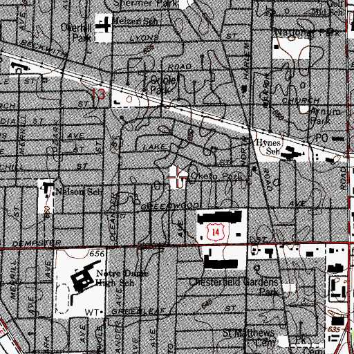 Topographic Map of Oketo Park, IL