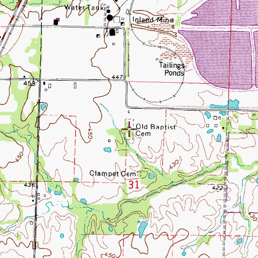 Topographic Map of Old Baptist Cemetery, IL