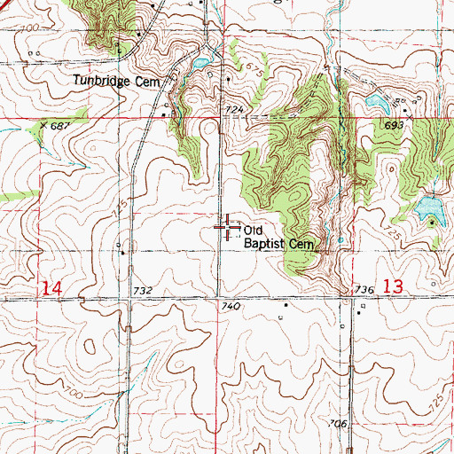 Topographic Map of Old Baptist Cemetery, IL