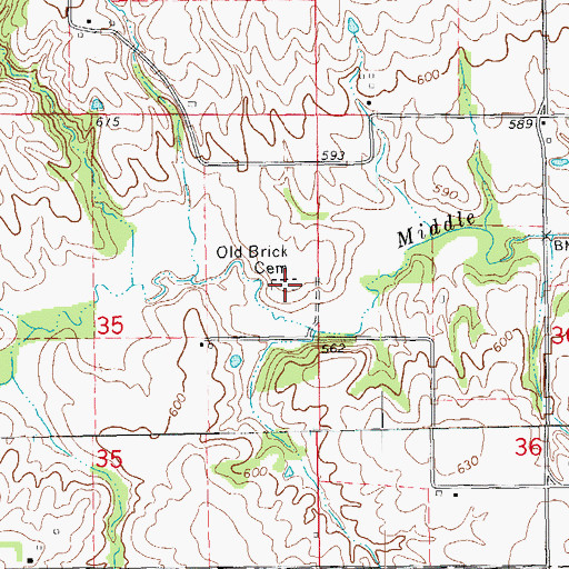 Topographic Map of Old Brick Cemetery, IL