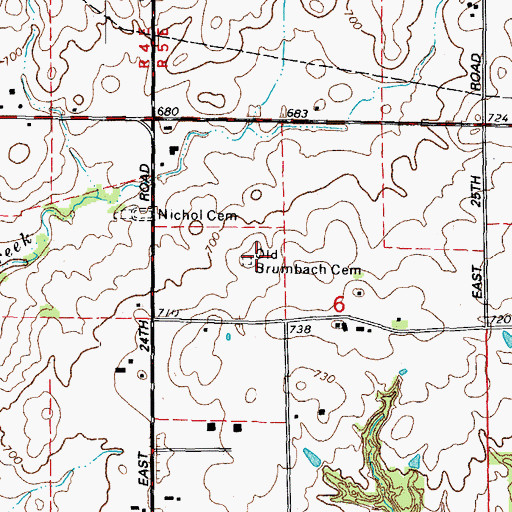 Topographic Map of Old Brumbach Cemetery, IL