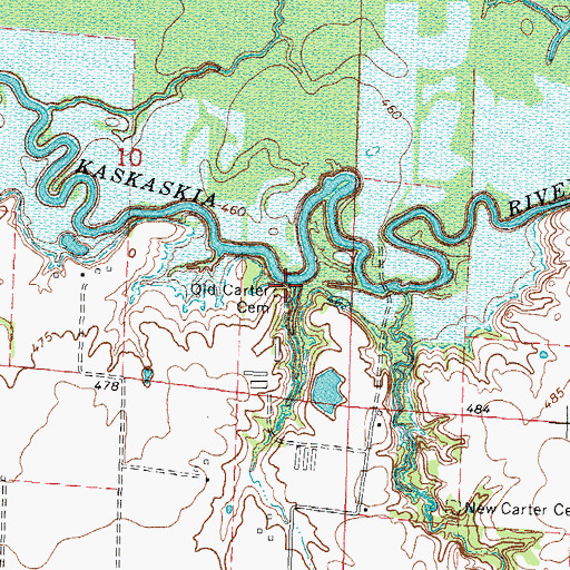 Topographic Map of Old Carter Cemetery, IL
