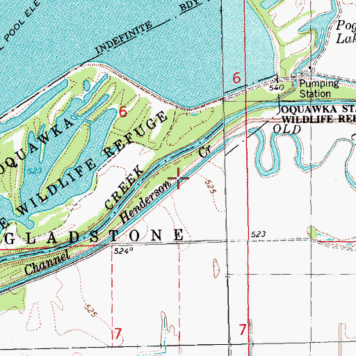 Topographic Map of Old Channel Henderson Creek, IL