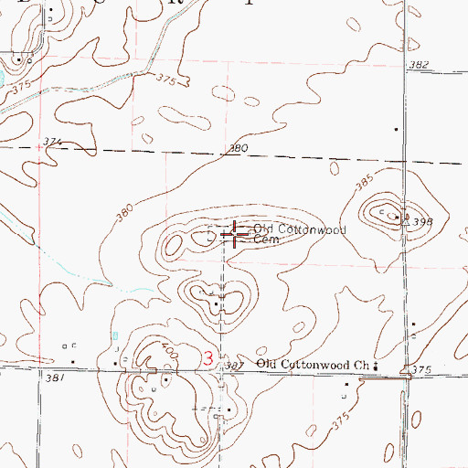 Topographic Map of Old Cottonwood Cemetery, IL