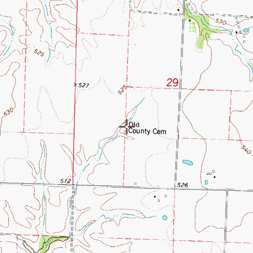 Topographic Map of Old County Cemetery, IL