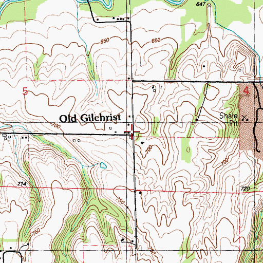 Topographic Map of Old Gilchrist, IL