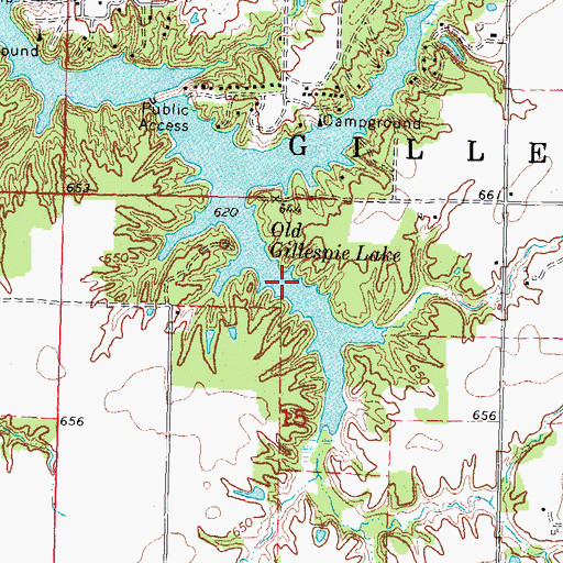 Topographic Map of Old Gillespie Lake, IL