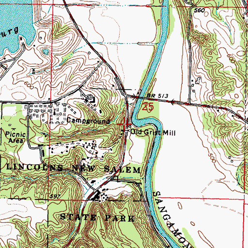 Topographic Map of Old Grist Mill, IL