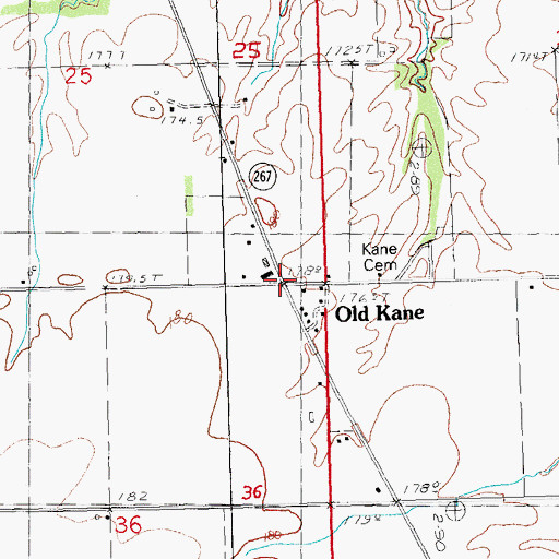 Topographic Map of Old Kane, IL