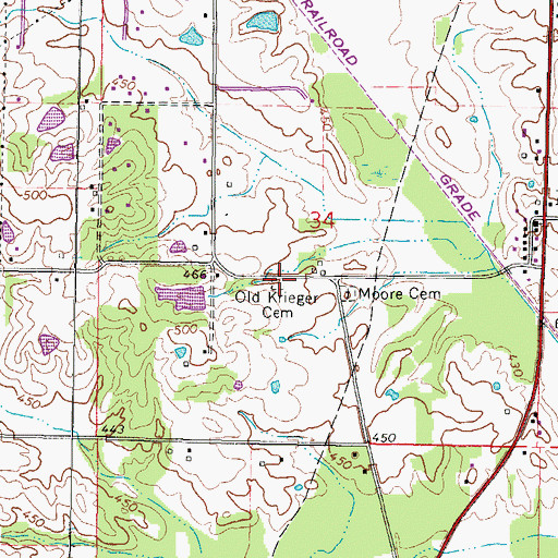 Topographic Map of Old Krieger Cemetery, IL