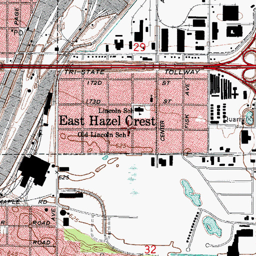 Topographic Map of Old Lincoln School, IL