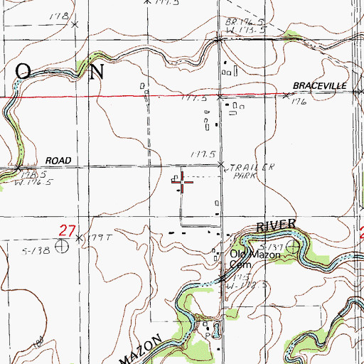Topographic Map of Old Mazon School, IL