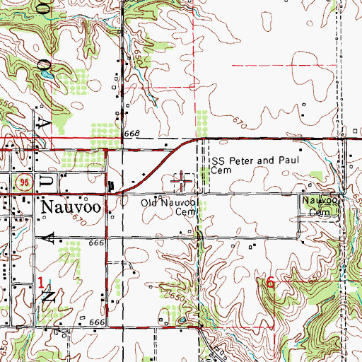 Topographic Map of Nauvoo City Cemetery, IL