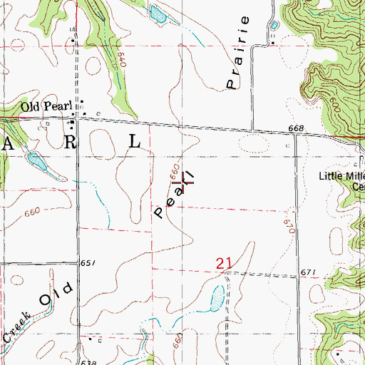 Topographic Map of Old Pearl Prairie, IL
