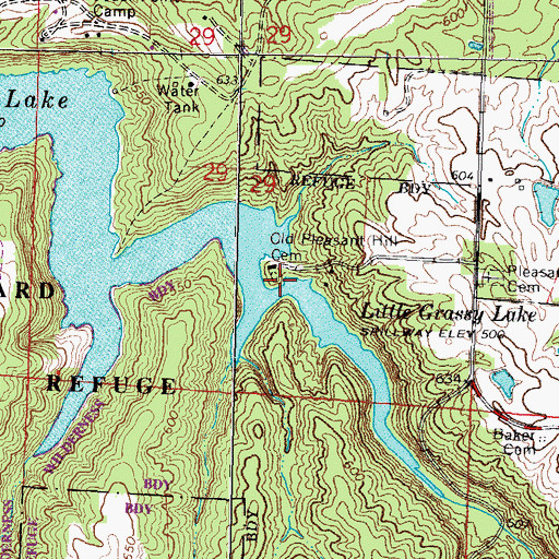 Topographic Map of Old Pleasant Hill Cemetery, IL