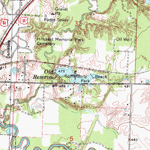 Topographic Map of Old Reservoir, IL