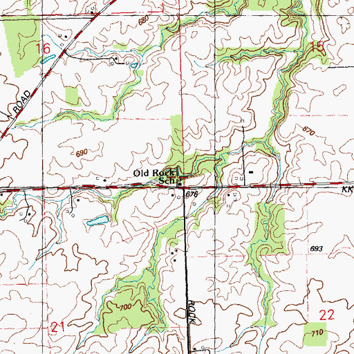 Topographic Map of Old Rock School, IL