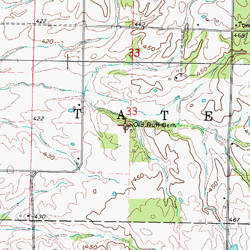Topographic Map of Old Ruff Cemetery, IL