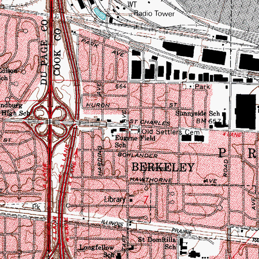 Topographic Map of Old Settlers Cemetery, IL
