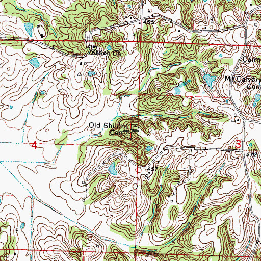 Topographic Map of Old Shiloh Cemetery, IL