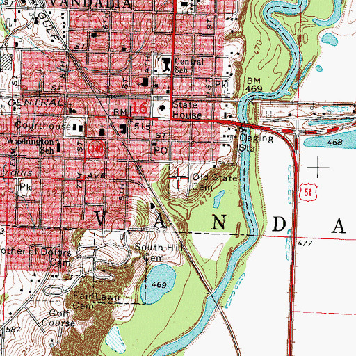 Topographic Map of Old State Burial Ground, IL