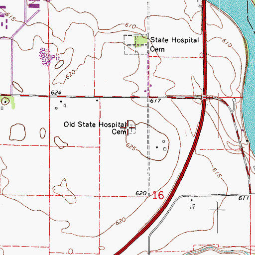 Topographic Map of Old State Hospital Cemetery, IL