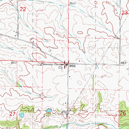 Topographic Map of Pleasant Grove Church, IL