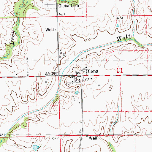 Topographic Map of Olena, IL