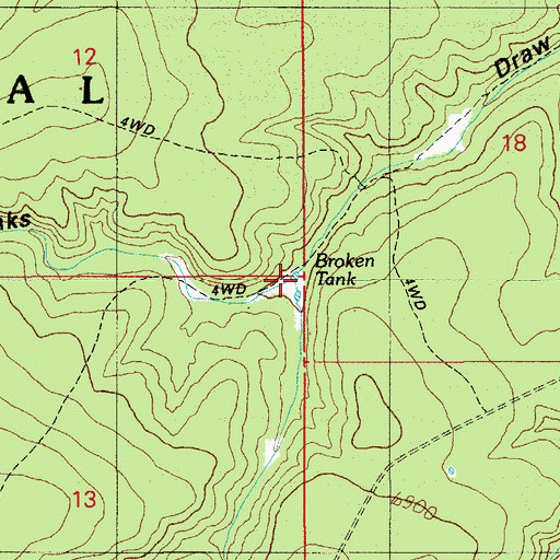 Topographic Map of West Fork Hanks Draw, AZ