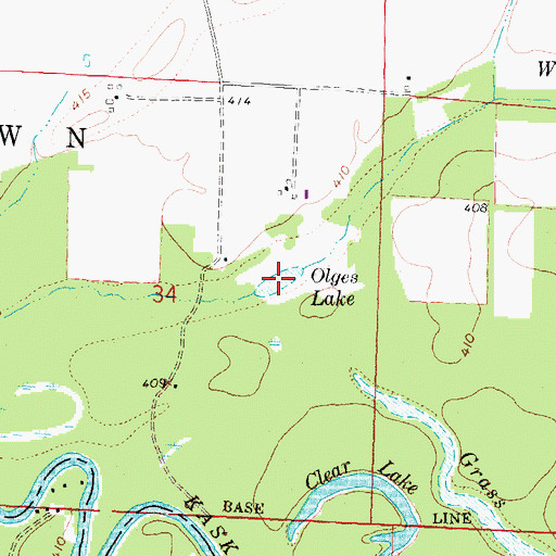 Topographic Map of Olges Lake, IL