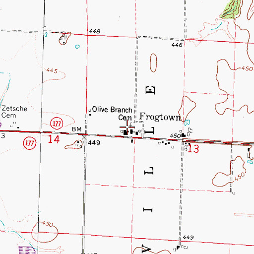 Topographic Map of Olive Branch Lutheran Cemetery, IL