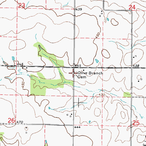 Topographic Map of Olive Branch Cemetery, IL
