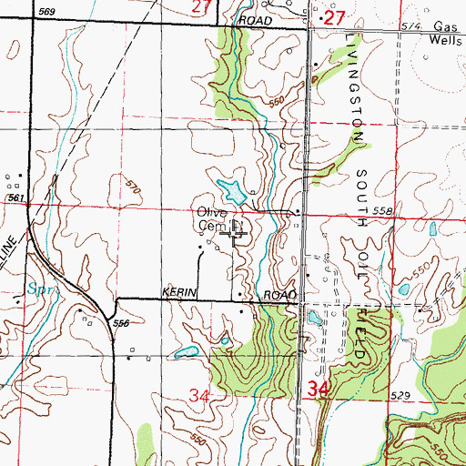 Topographic Map of Olive Cemetery, IL