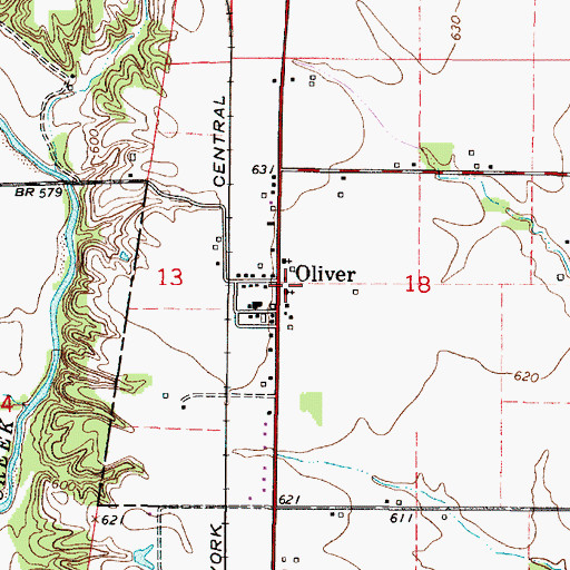 Topographic Map of Oliver, IL