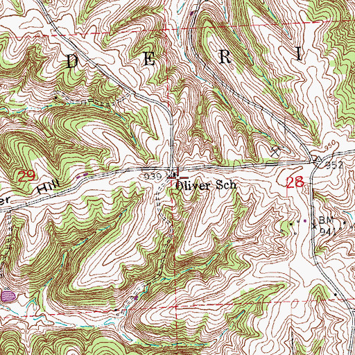 Topographic Map of Oliver School, IL
