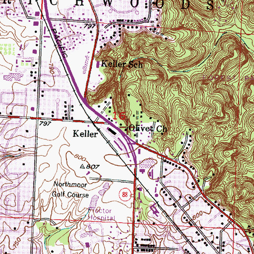 Topographic Map of Olivet Church, IL