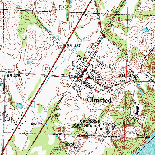Topographic Map of Olmsted, IL