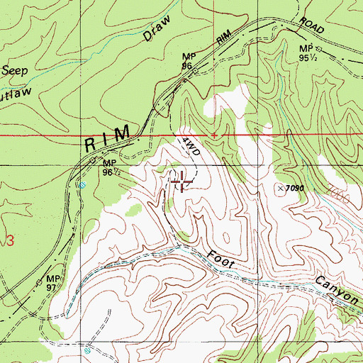 Topographic Map of Foot Canyon Trail, AZ