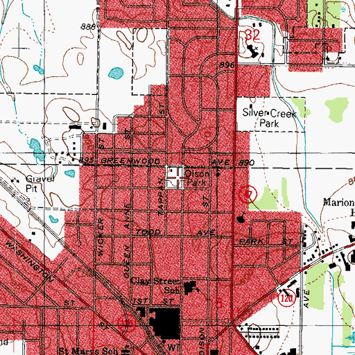 Topographic Map of Olson Park, IL