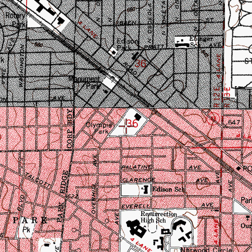 Topographic Map of Olympia Park, IL