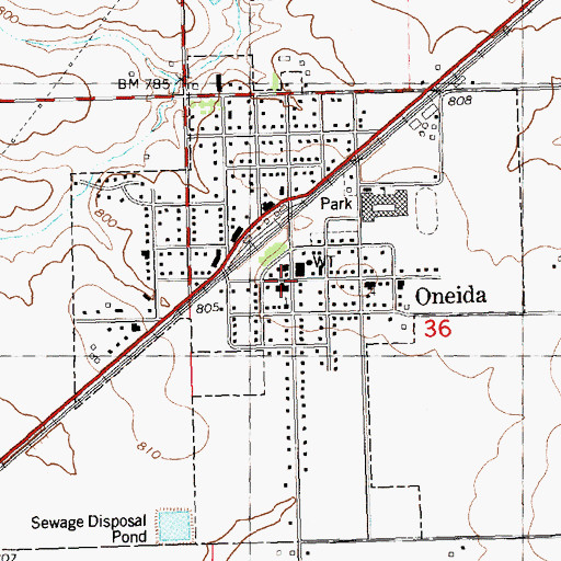 Topographic Map of Oneida, IL