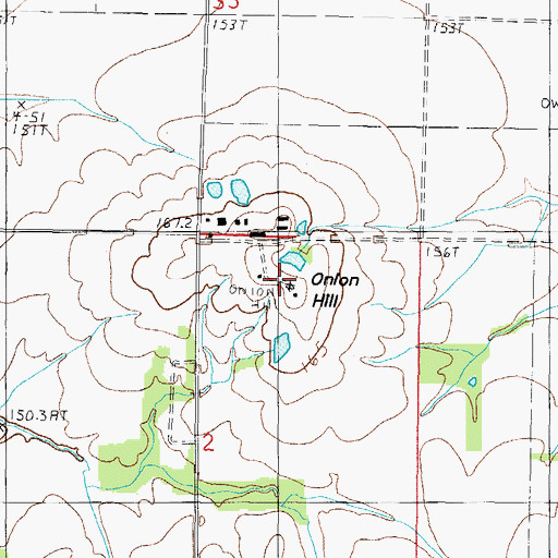Topographic Map of Onion Hill, IL