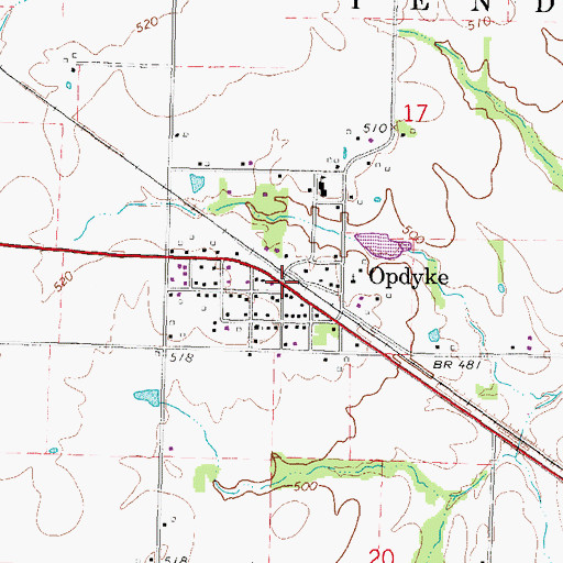 Topographic Map of Opdyke, IL