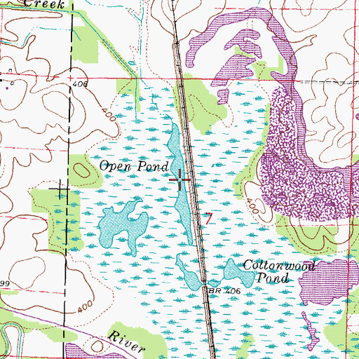 Topographic Map of Open Pond, IL